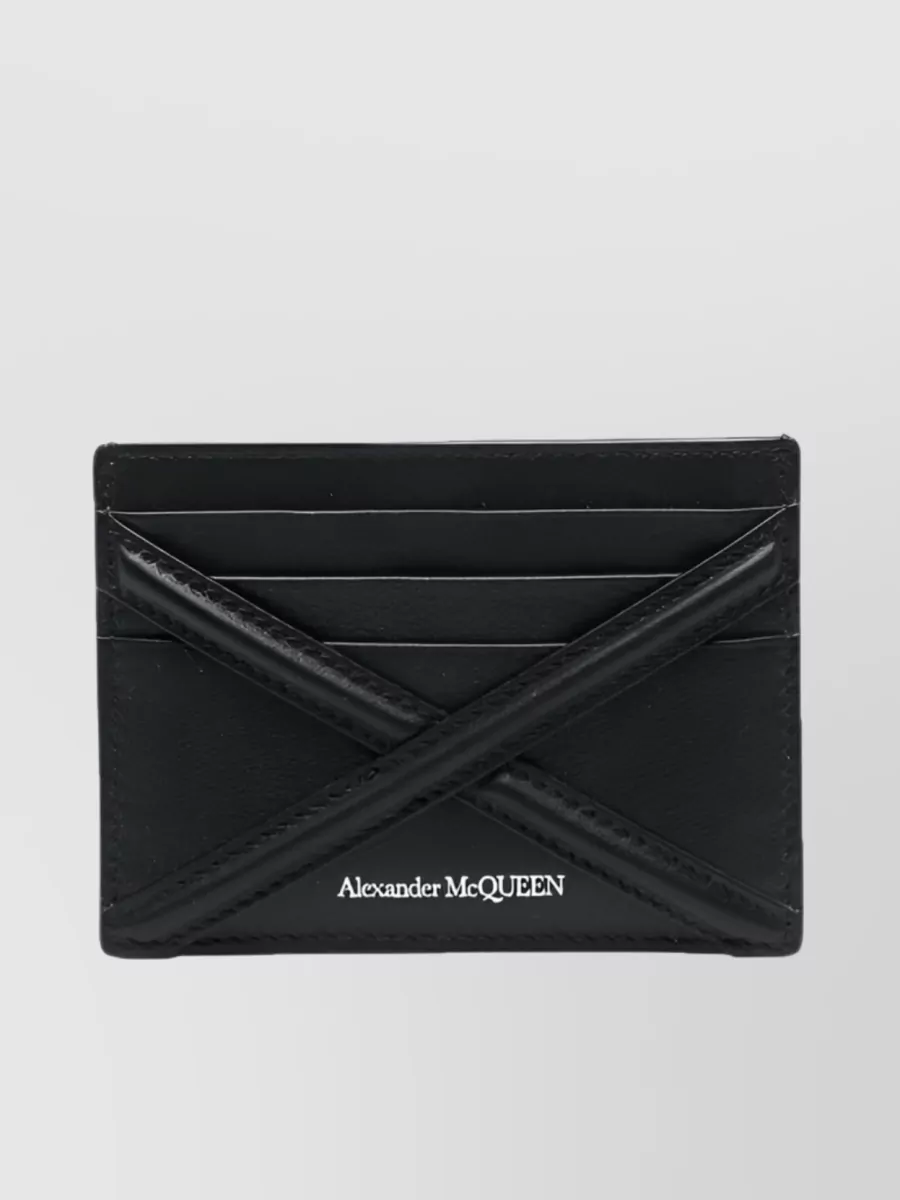 Shop Alexander Mcqueen The Harness Stitched Cardholder In Black