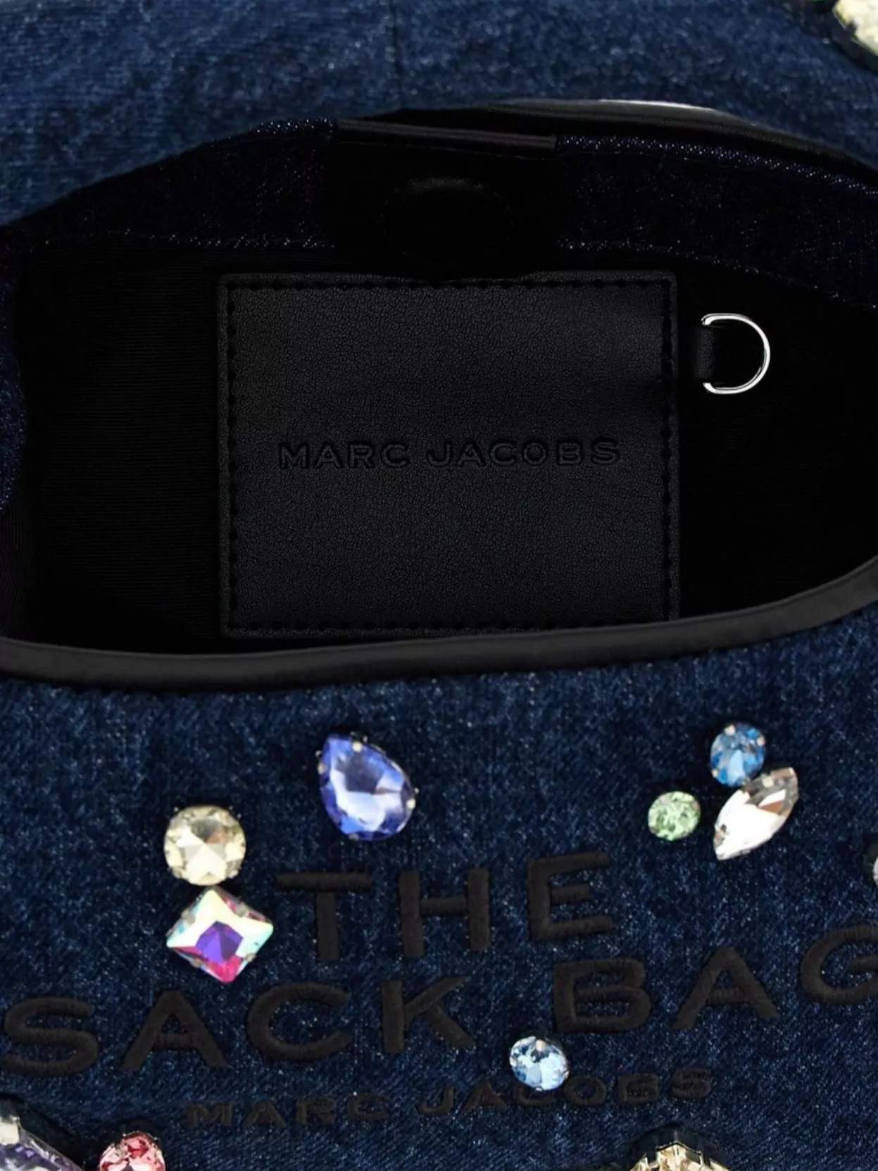 Marc Jacobs Denim Mini Sack Handbag With Embellished Design