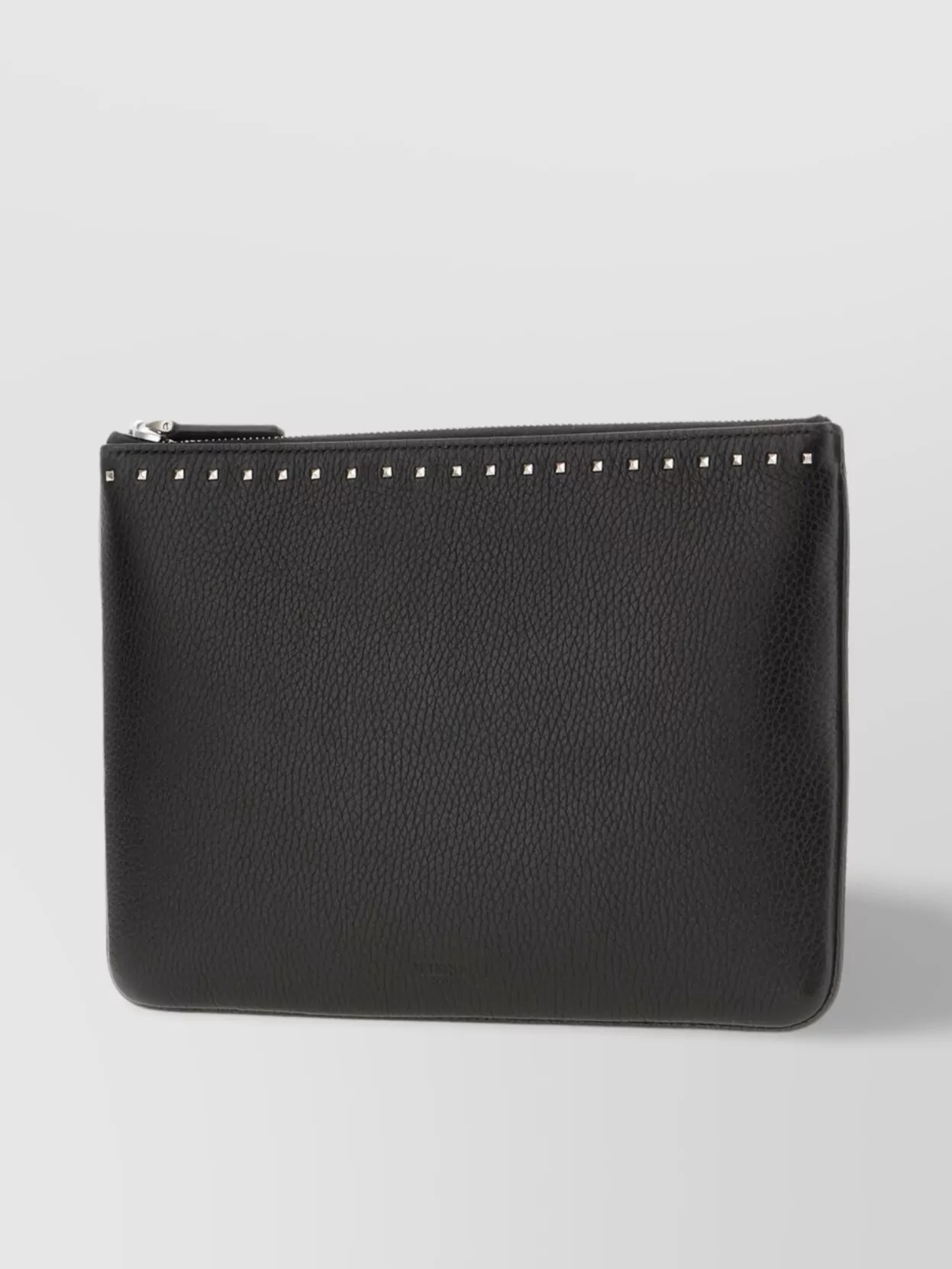 Valentino Garavani Leather Clutch With Studded Detail And Textured Finish