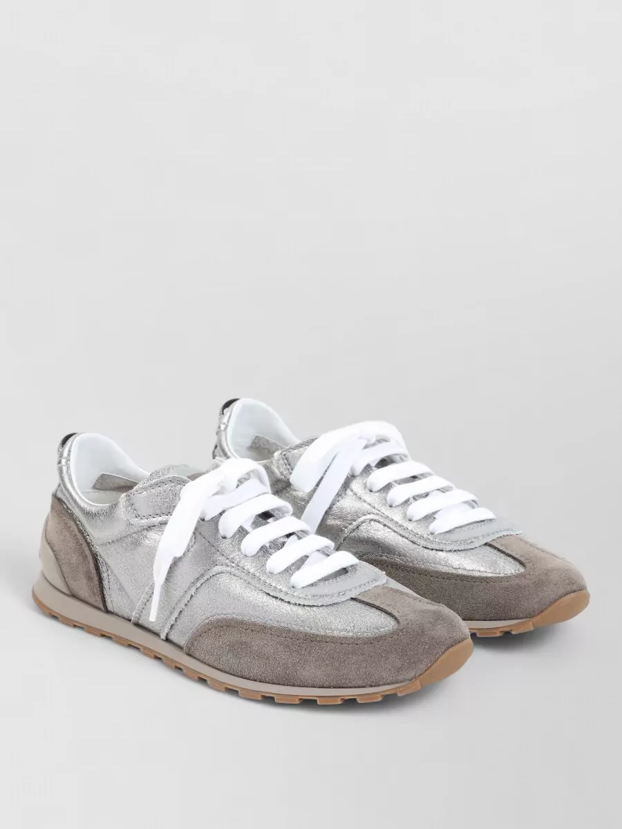 Brunello Cucinelli suede panelled low-top sneakers