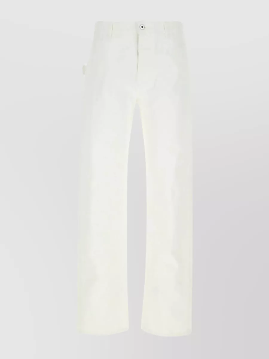 Shop Bottega Veneta Wide-leg Pure Cotton Denim Trousers In White