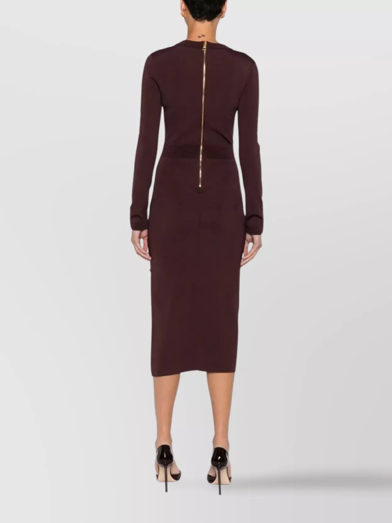 Elisabetta Franchi Knit Dress With Chain And Gold Buttons