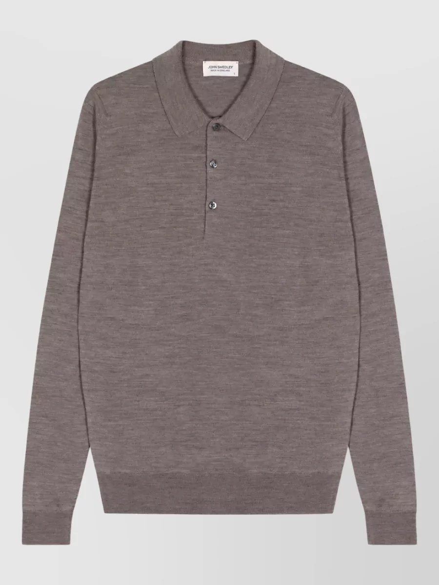 John Smedley Merino Wool Long-Sleeve Polo Shirt