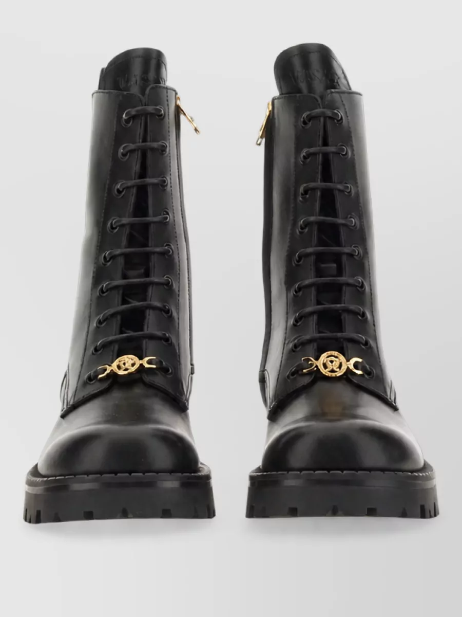 Versace leather lace-up boots