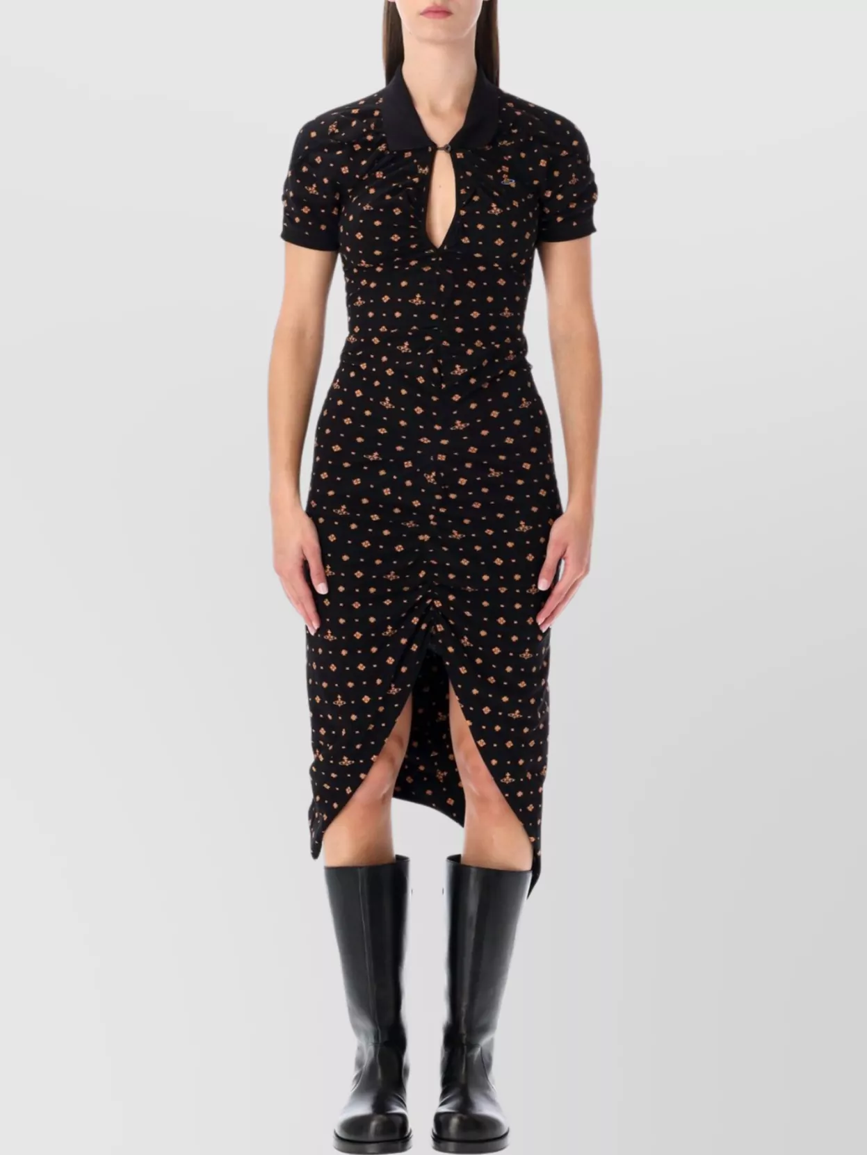 Vivienne Westwood Collared Dress With Front Slit And Keyhole