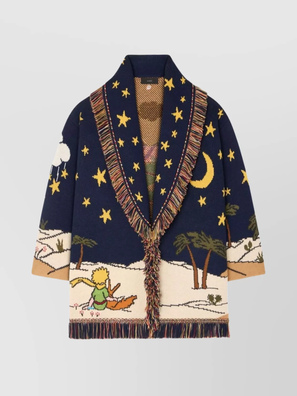 Alanui The Little Prince Long Cardigan With Fringe In Blue