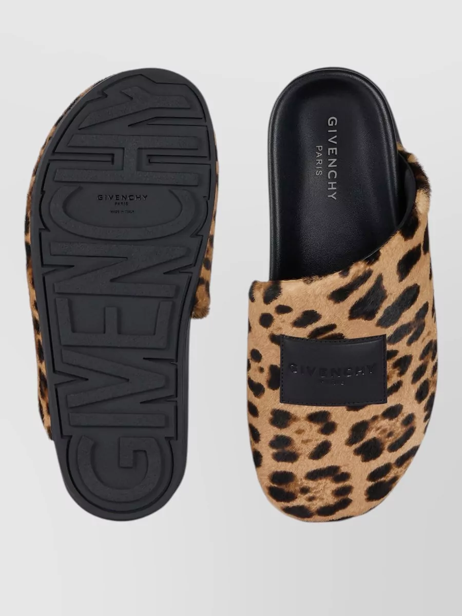 Givenchy Leopard-Print Pony-Effect Leather Flat Mules