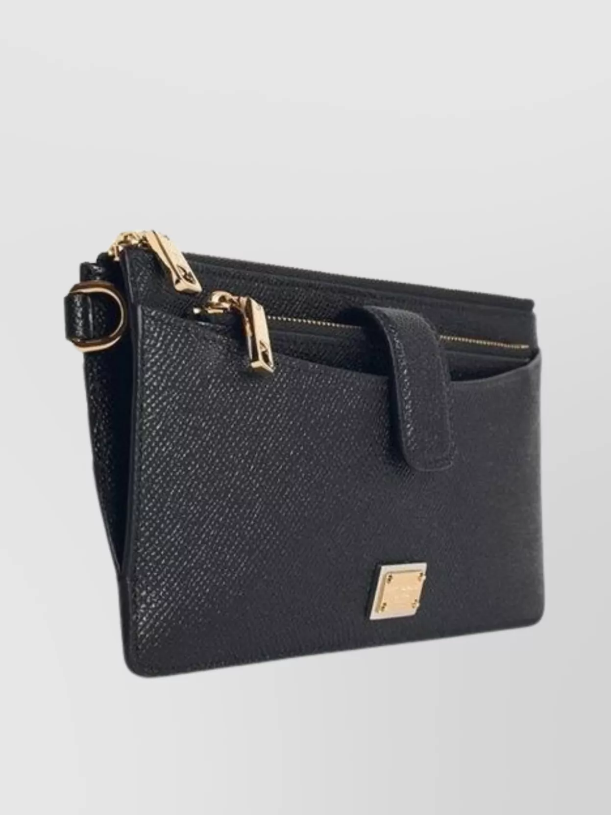 Dolce&Gabbana Leather Cardholder With Textured Finish And Gold-Tone Hardware