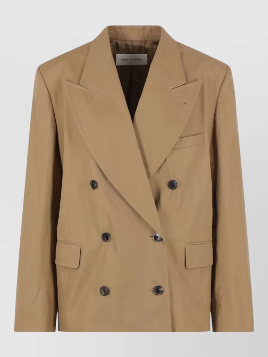 Dries Van Noten Double Breasted Suit Jacket Notch Lapels In Brown