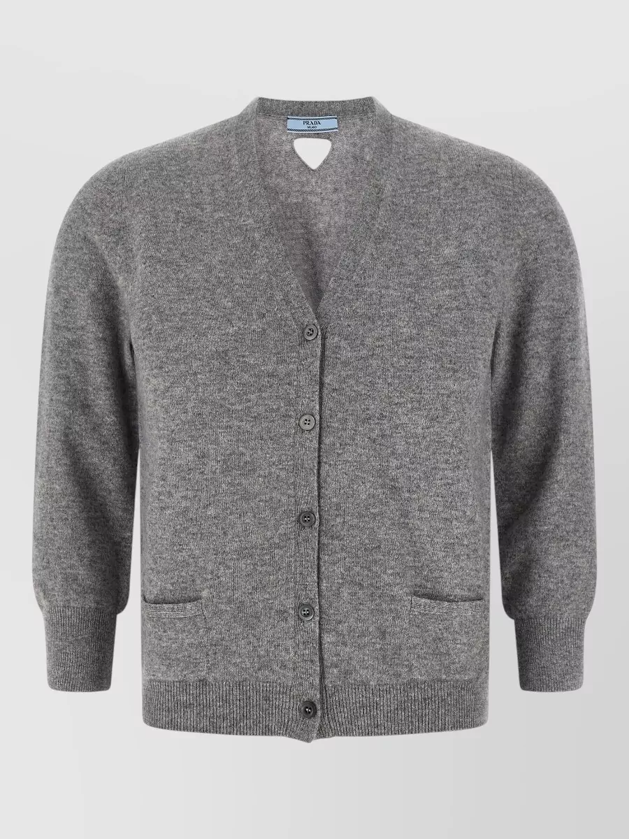 Prada Cashmere V-Neck Long-Sleeve Cardigan