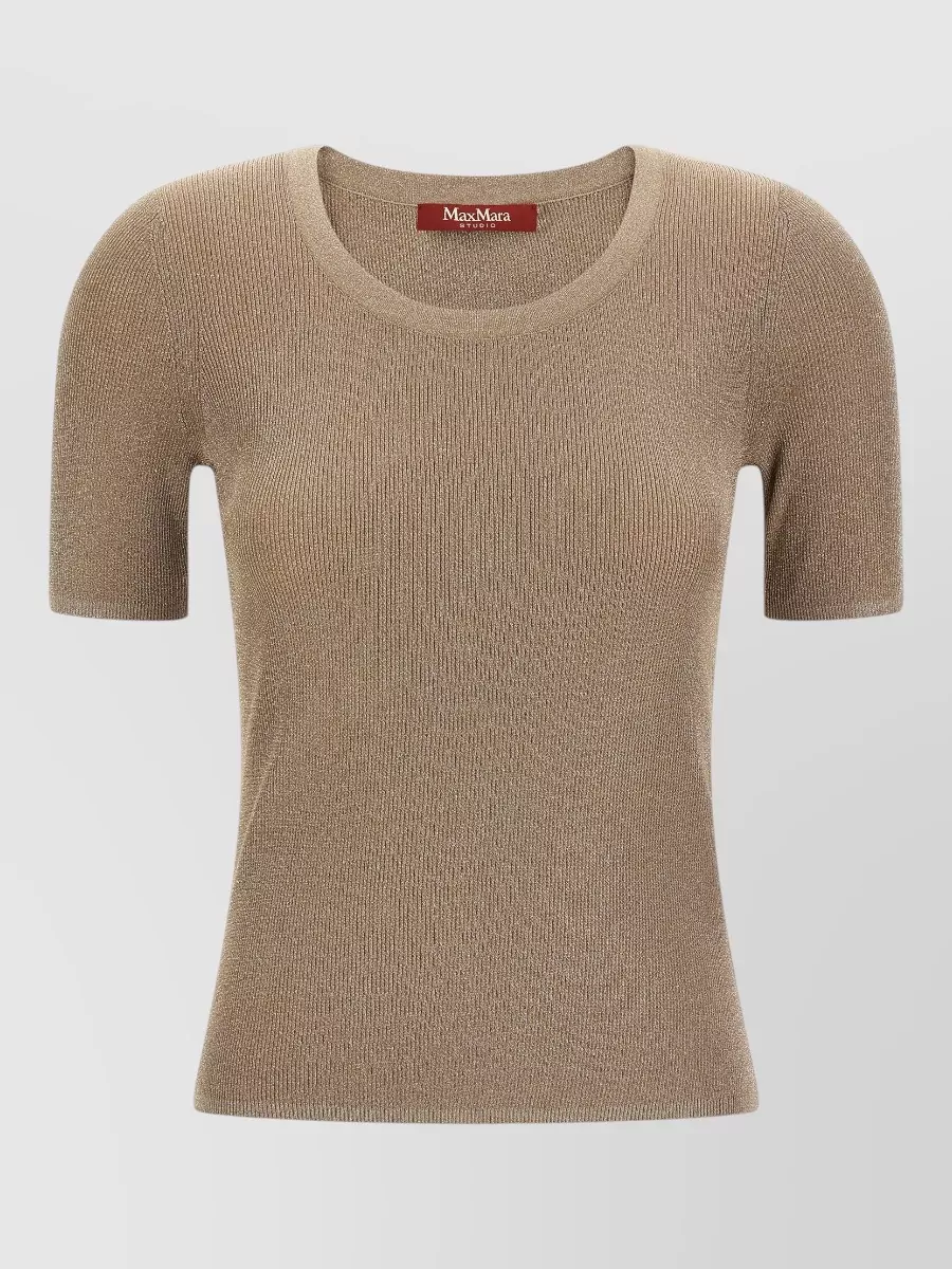 S Max Mara metallic fine-ribbed short-sleeve t-shirt