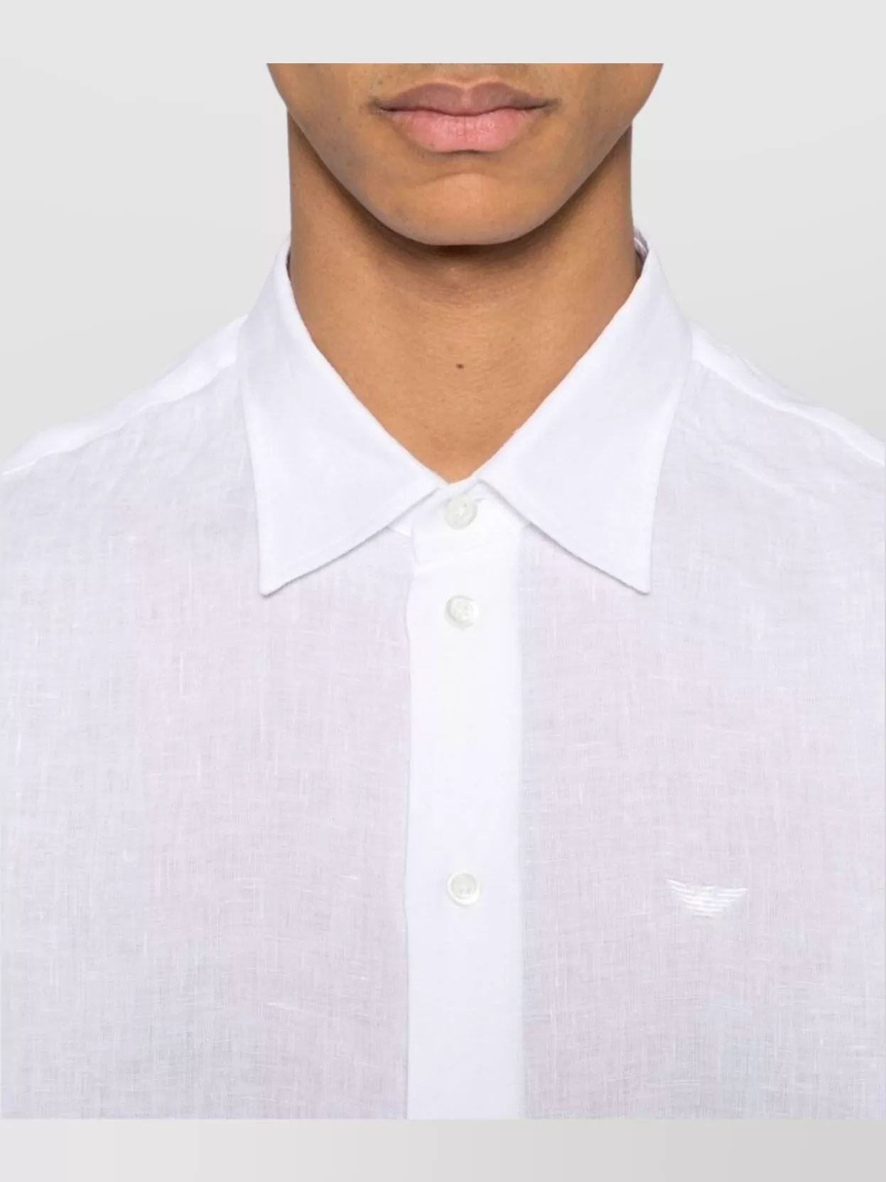 Emporio Armani Cotton Shirt With Button-down Collar And Curved Hem