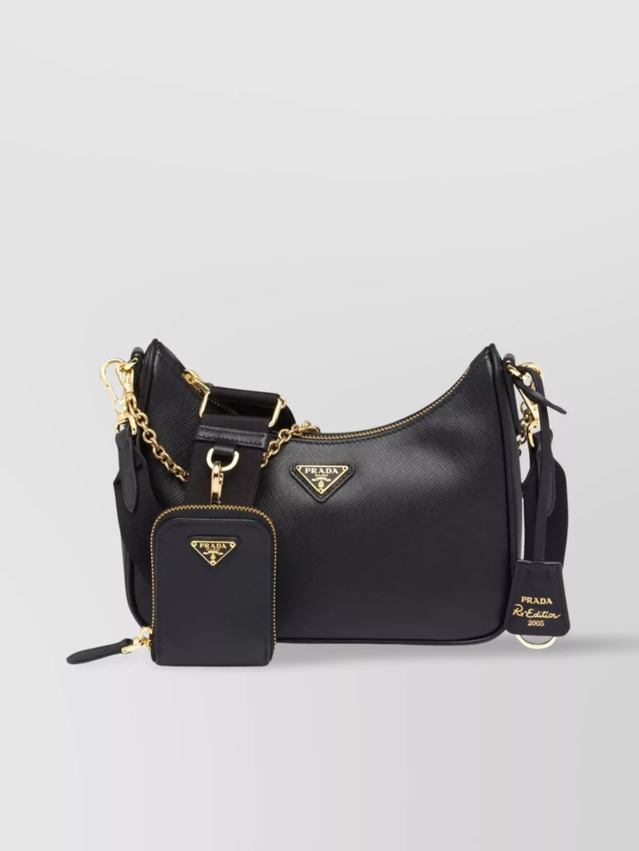 Prada 2005 Re-edition Saffiano Leather Shoulder Bag In Gray