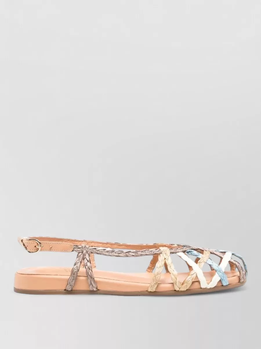 Ancient Greek Sandals Raffia Flat Sandals