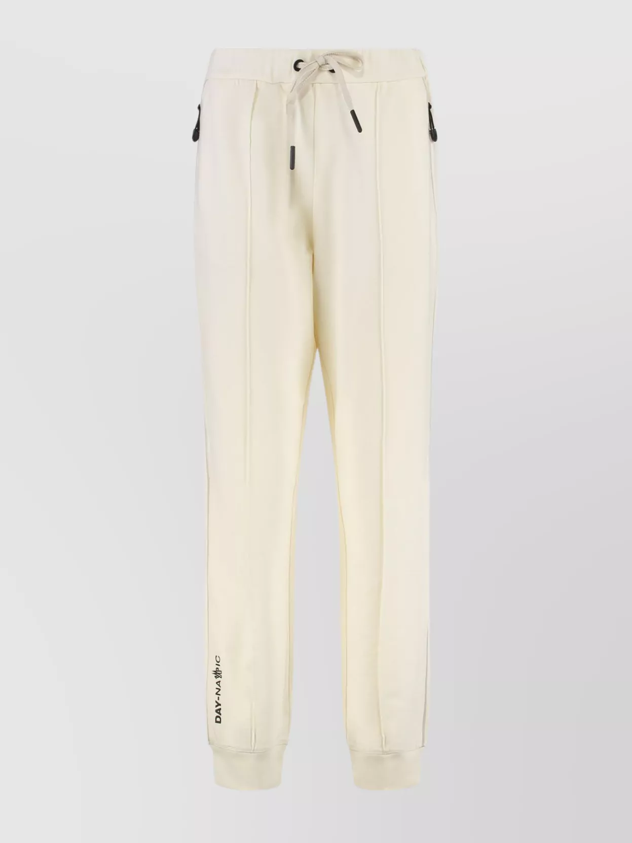 Moncler Ribbed Elastic Ankle Cuffs Cotton Blend Trousers In White