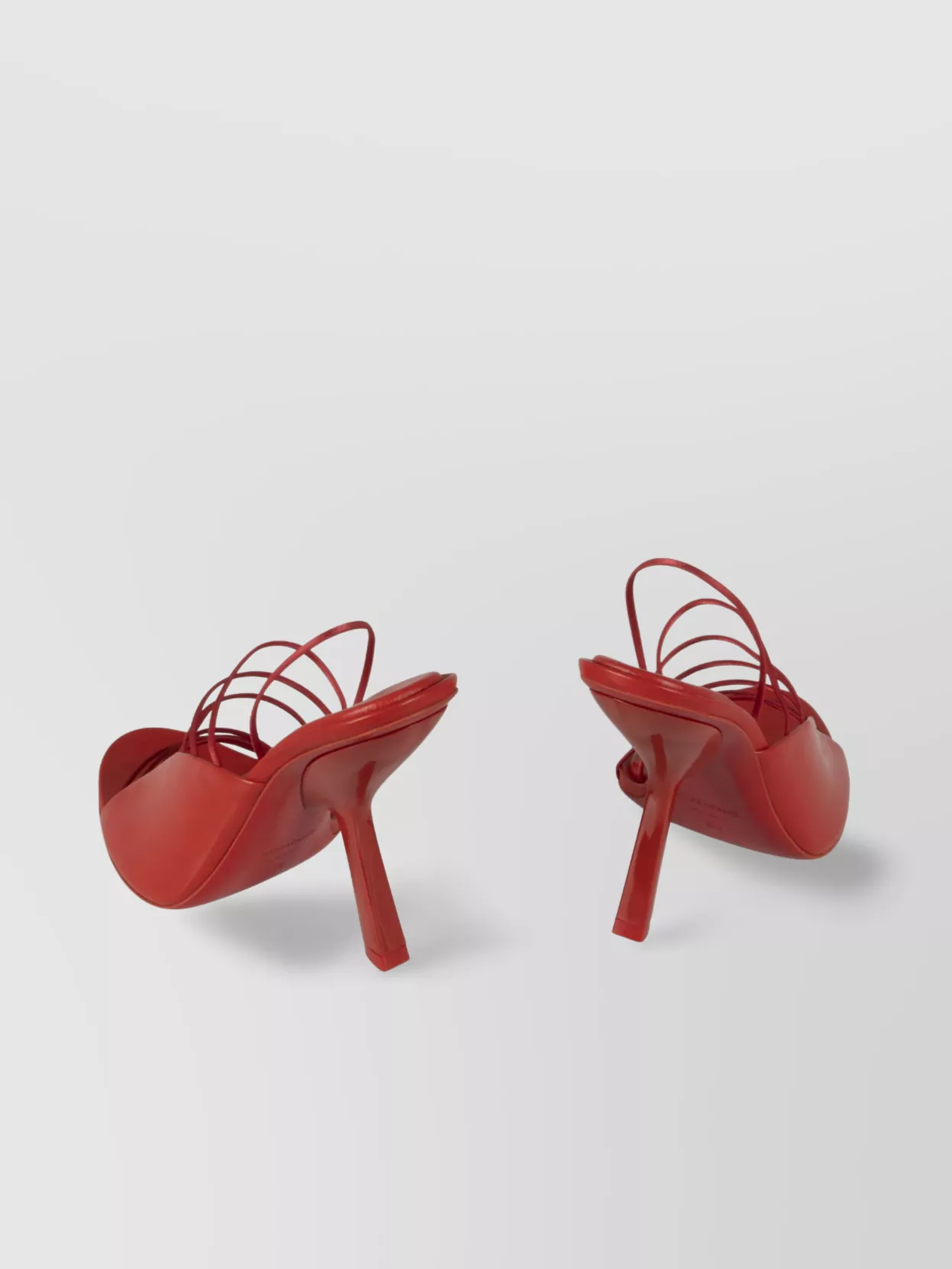 Ferragamo Strappy Sculptural Heel Mules With Round Toe