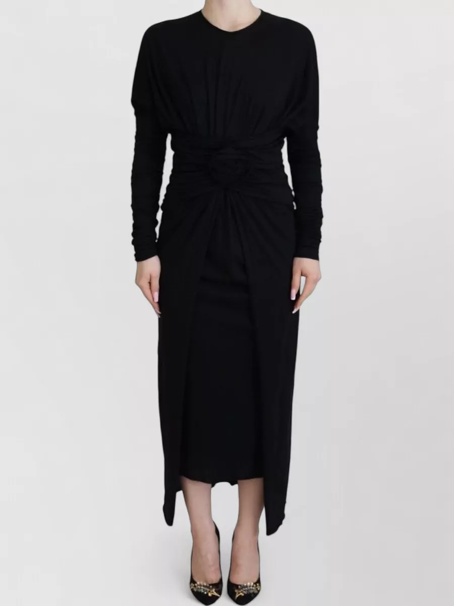 Dolce&Gabbana Wool long-sleeve round-neck wrap maxi dress