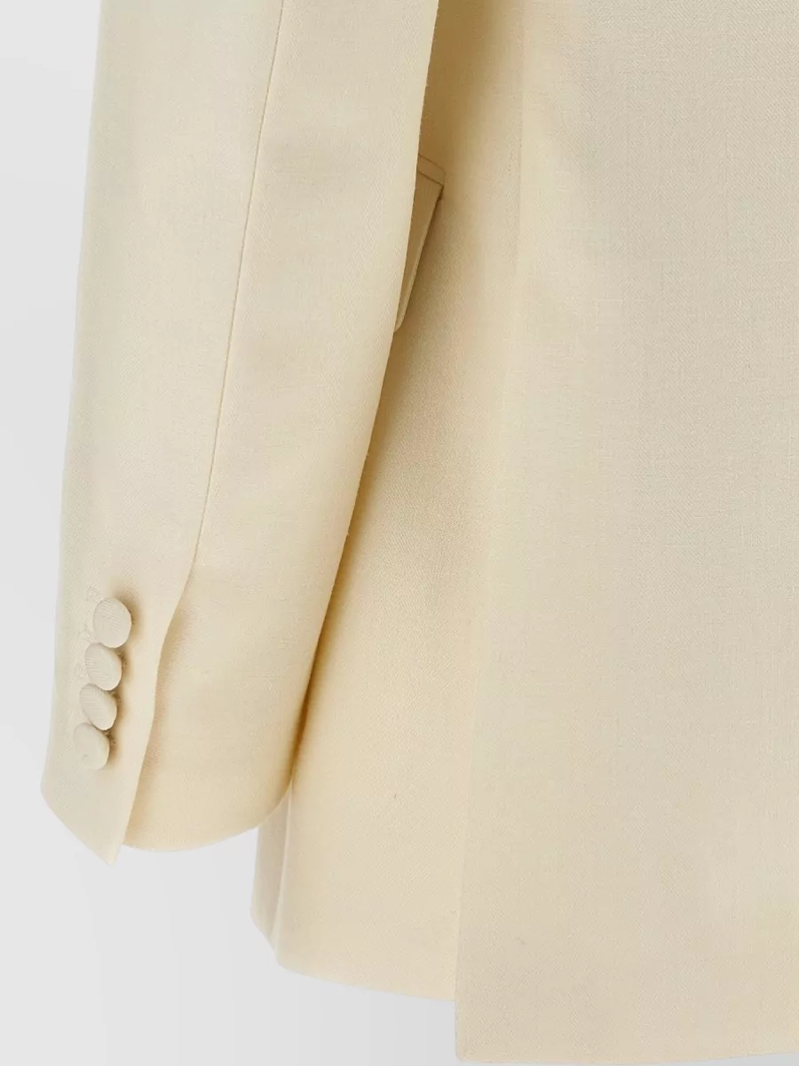 Brioni Silk Wool Linen Herringbone Double-Breasted Blazer