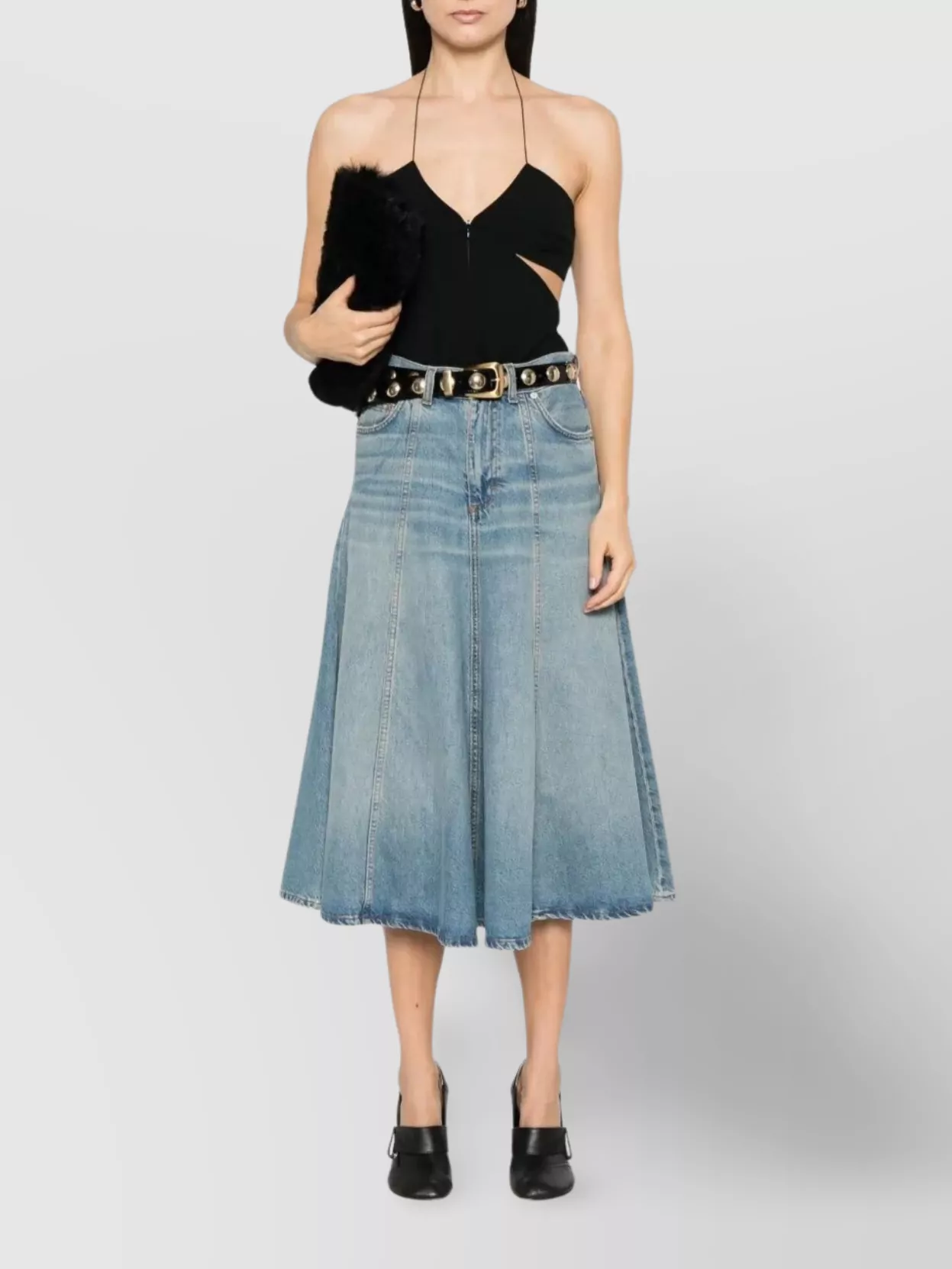 Shop Haikure A-line Skirt High-waisted Belt Loops