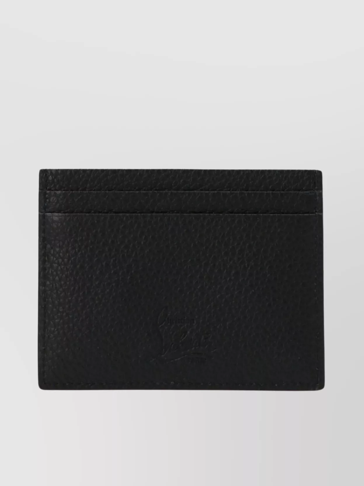 Christian Louboutin Front Embellished Leather Card Holder In Black