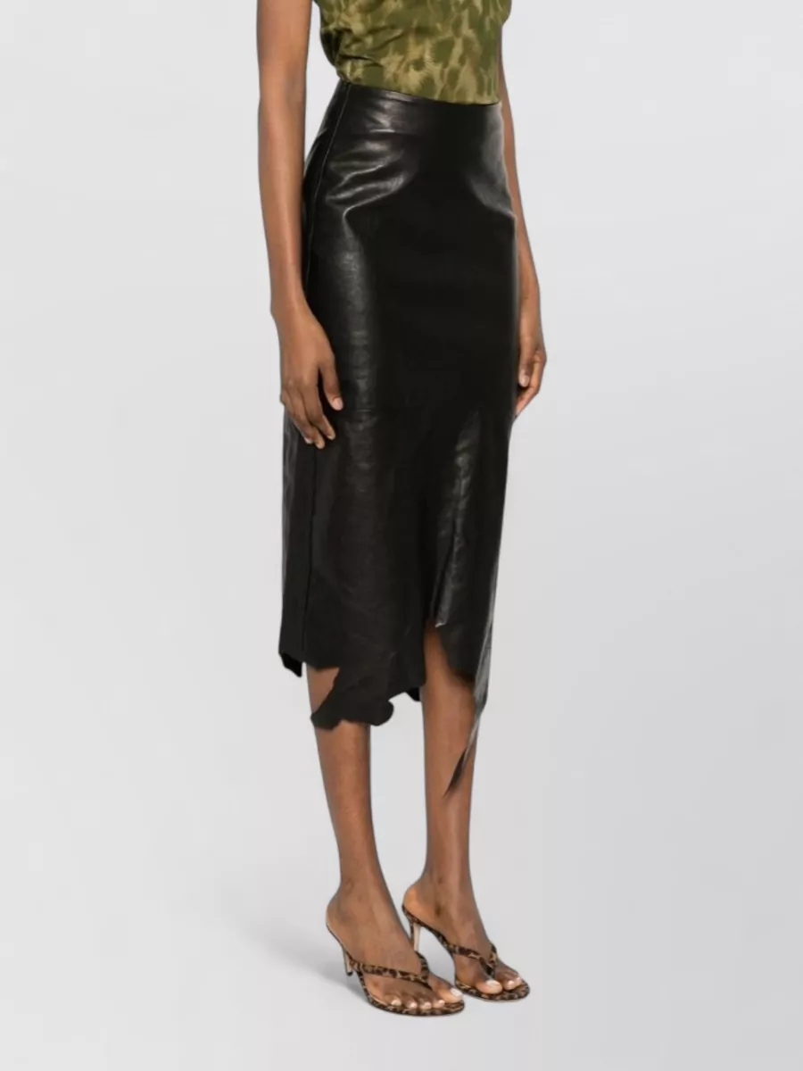 Diesel Leather Knee-Length Asymmetric Skirt