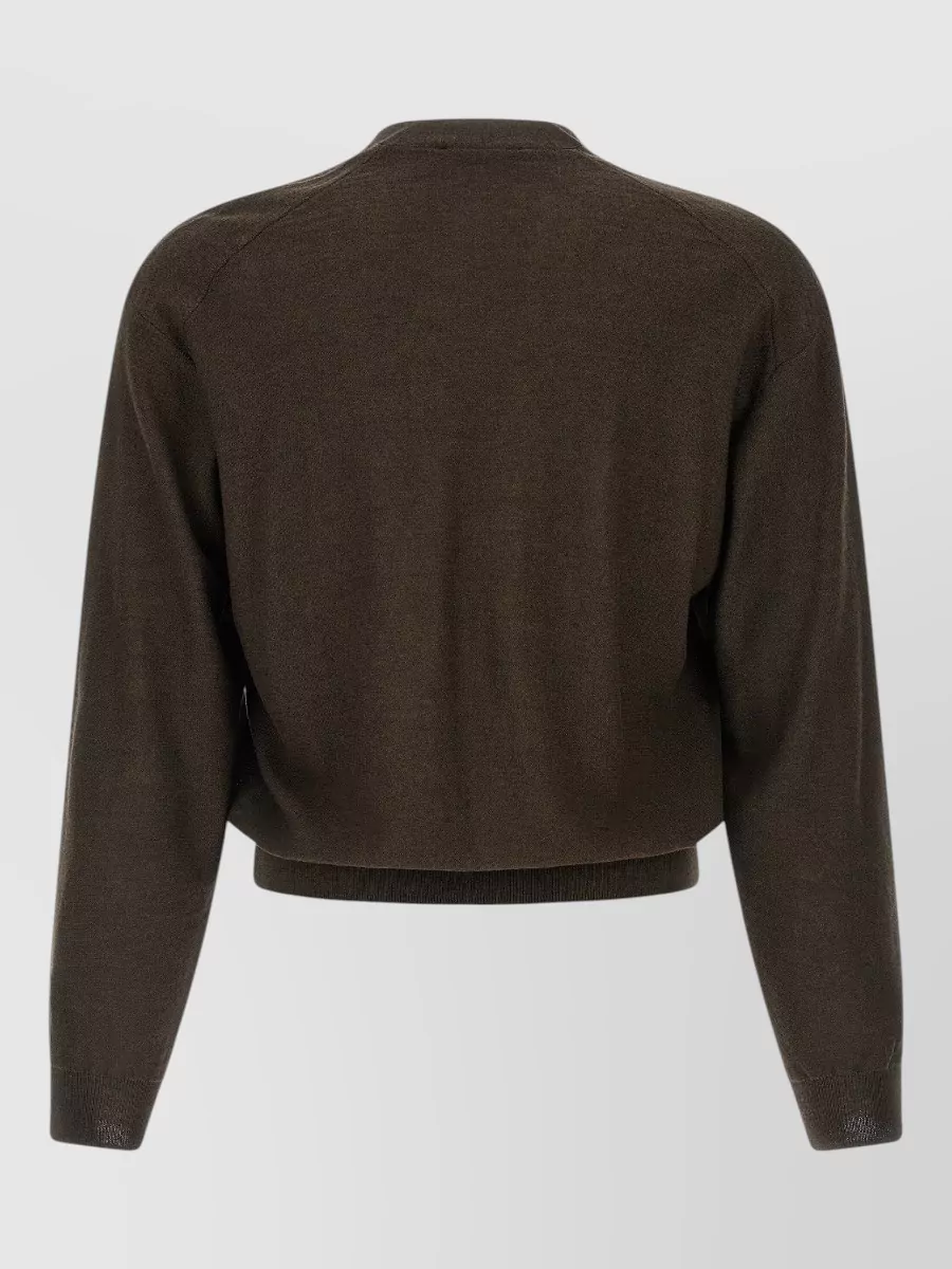Lemaire Asymmetric Wool Blend V-Neck Cardigan