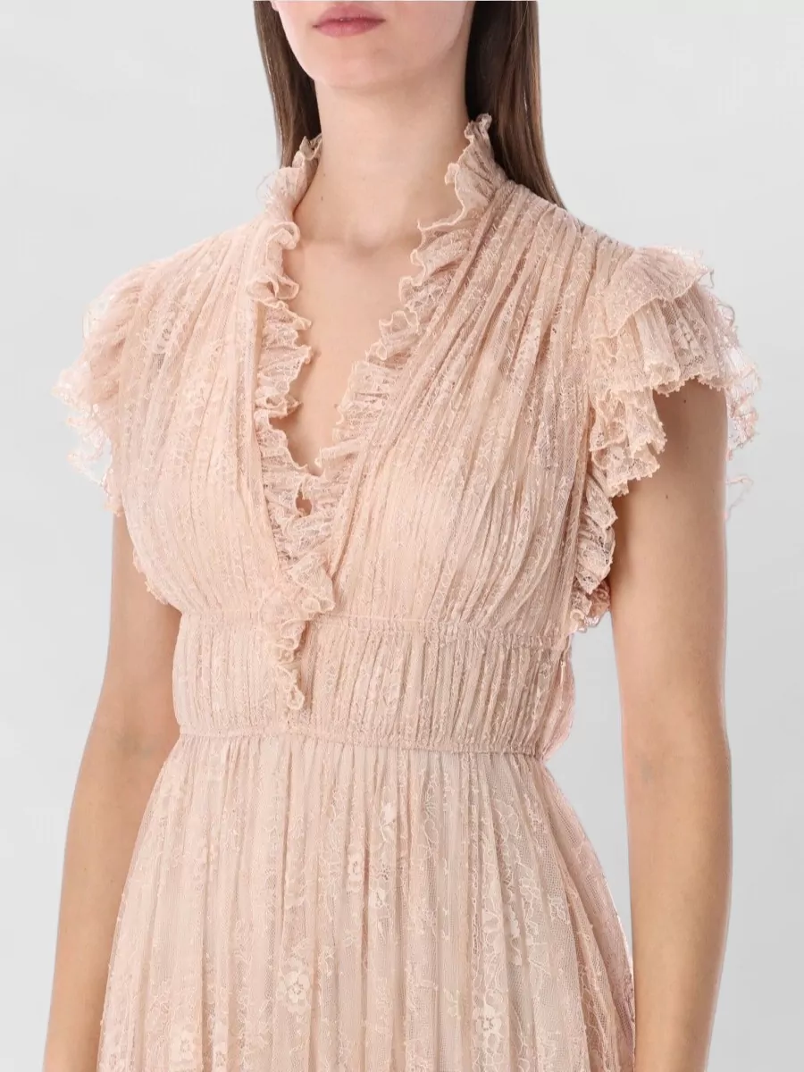 Alberta Ferretti Lace Dress Ankle Length Empire Waist