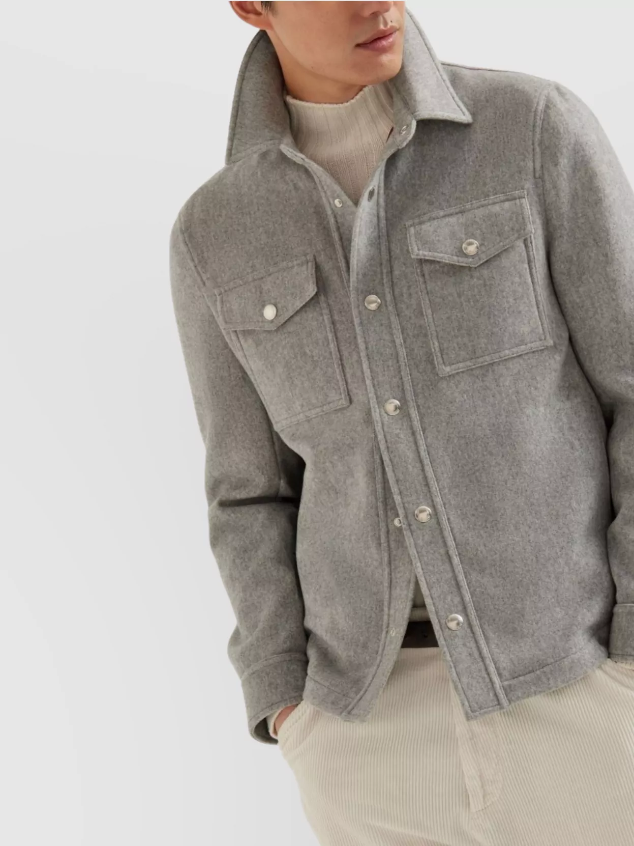 Brunello Cucinelli Cashmere Outerwear With Chest Pockets And Collar