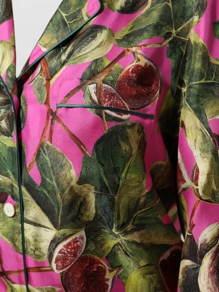 Dolce&Gabbana Silk Fig Print Pyjama Shirt