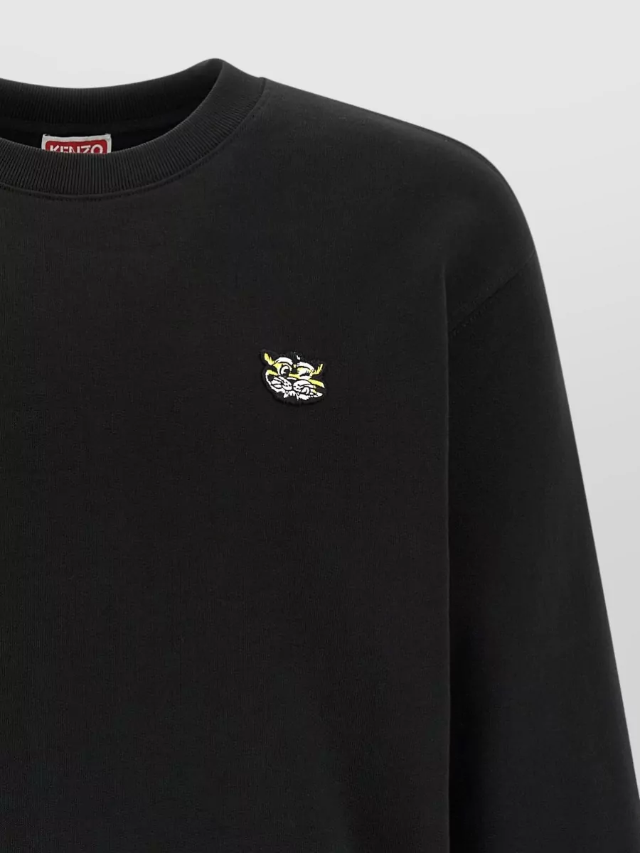 Kenzo Wild Tiger Crew Neck Sweatshirt Ribbed Cuffs Hem