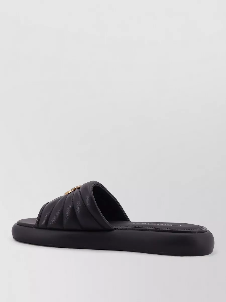 Pinko Flat Sandals Open Toe Quilted Design