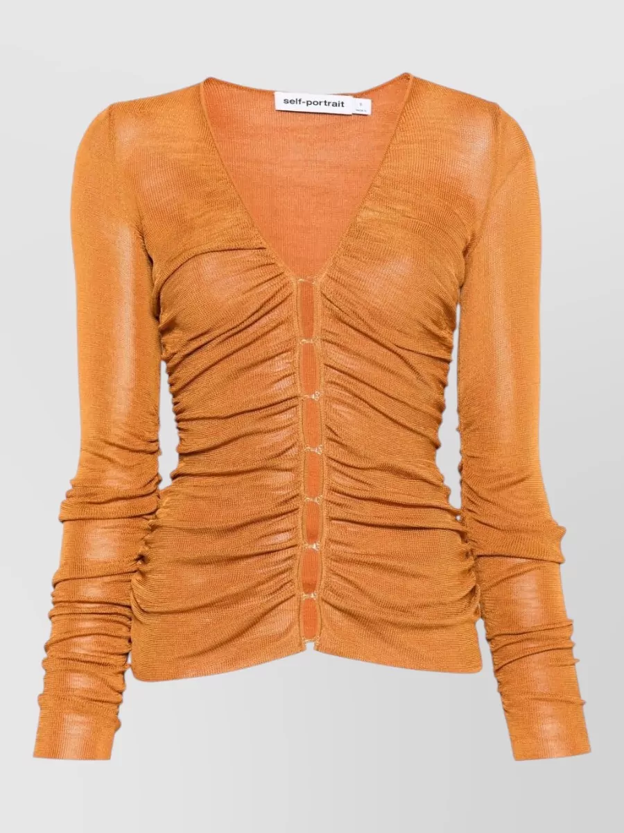 Self-Portrait Viscose V-Neck Knitted Top