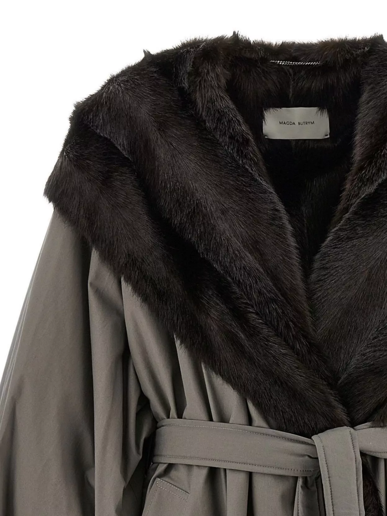 Magda Butrym Hooded Coat With Belted Waist And Pockets