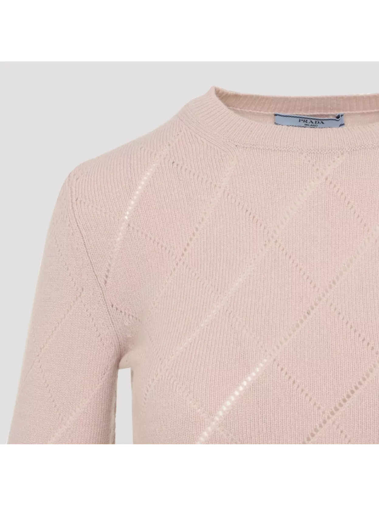 Prada Diamond Pattern Crew Neck Knit Sweater