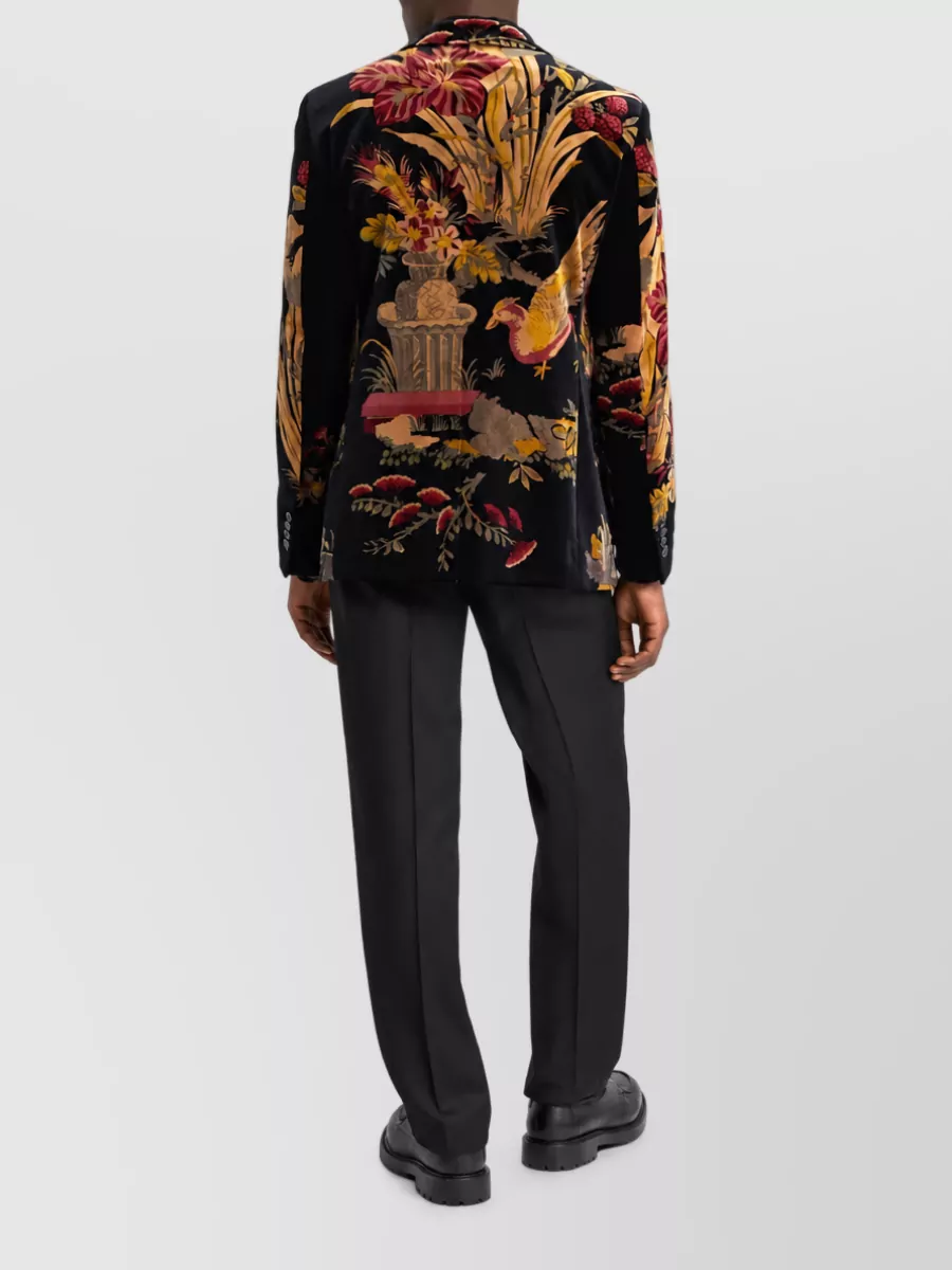 Etro Cotton Floral-Print Single-Breasted Suit Jacket