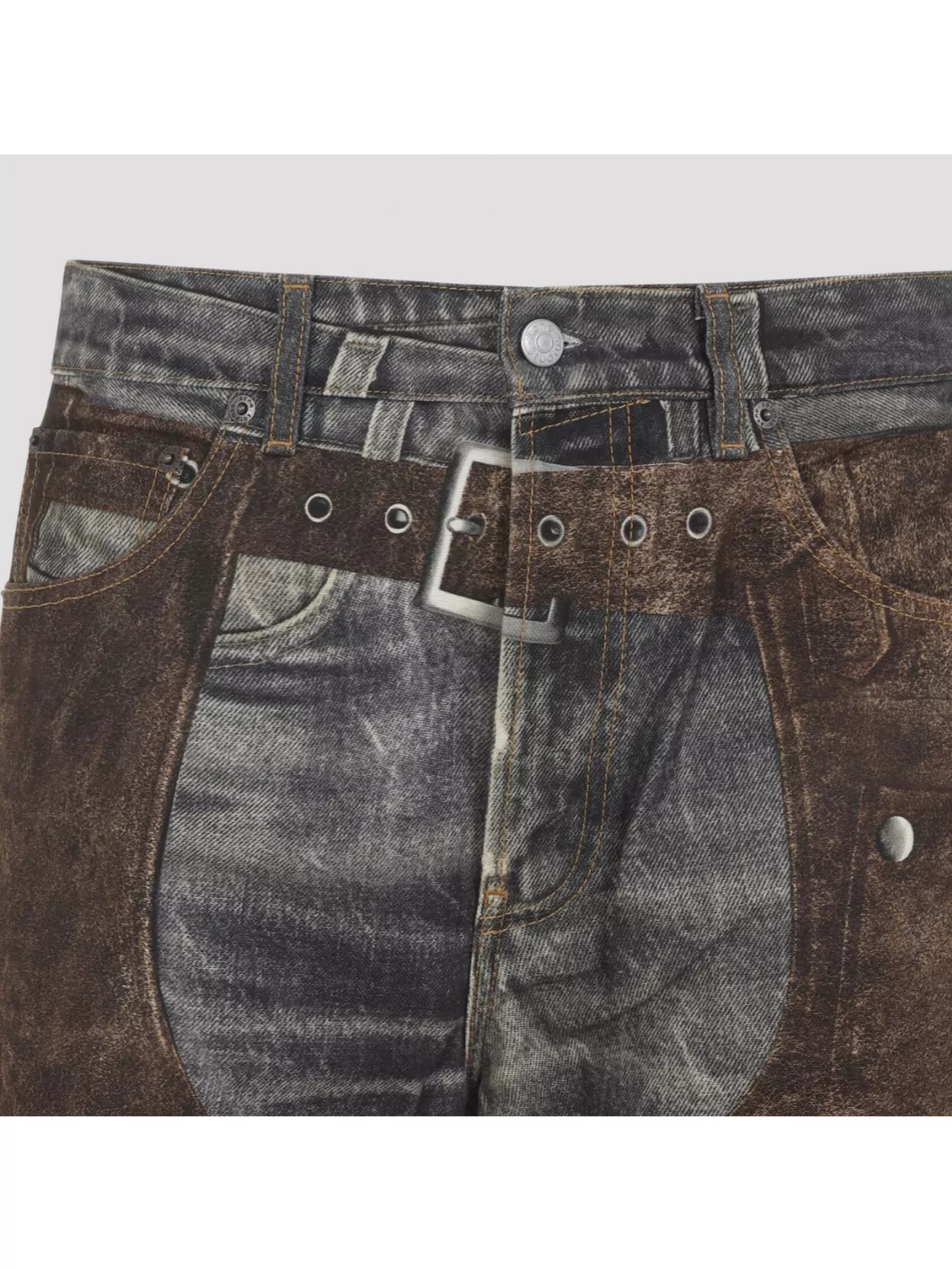 Acne Studios Wide Leg Patchwork Trousers With Belt Loops