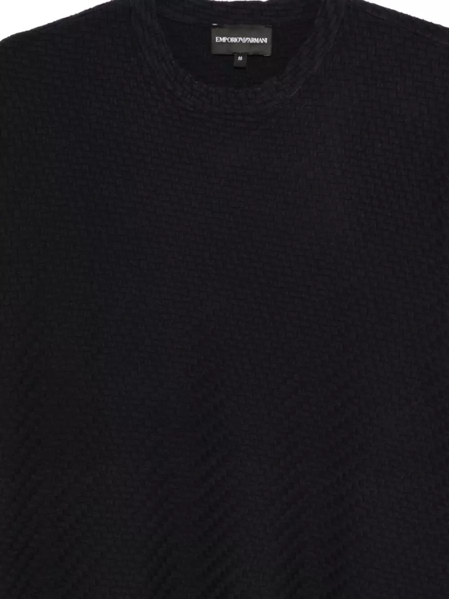 Emporio Armani Textured Knit Short-Sleeve Crew-Neck Jumper