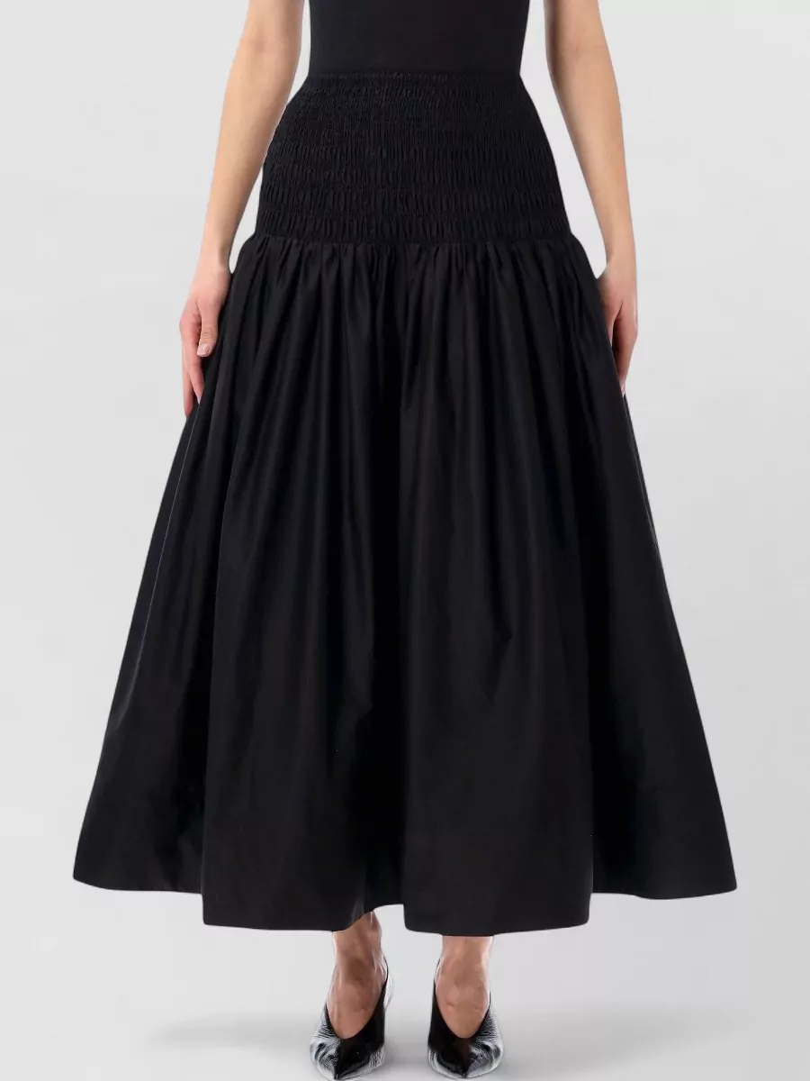 Self-Portrait Cotton ruched midi full skirt