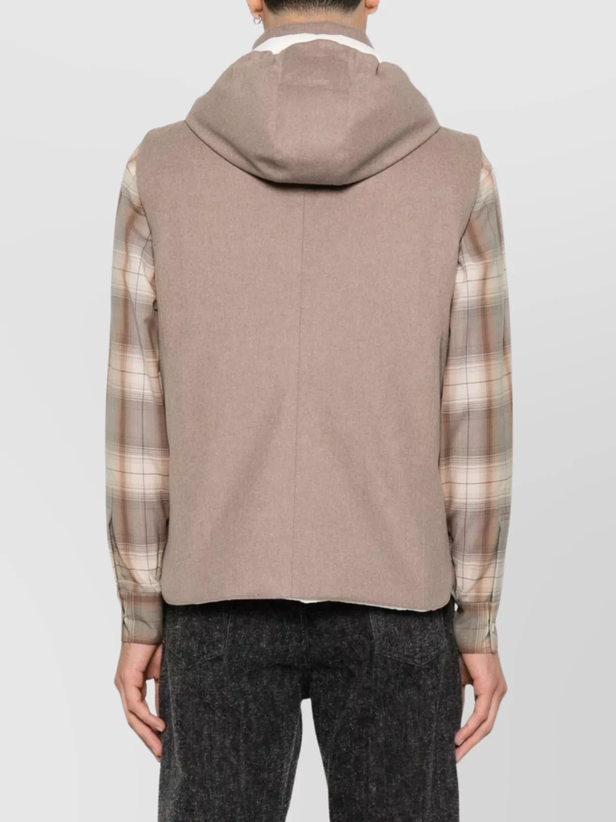 Brunello Cucinelli Sleeveless Down Jacket In Membraned Wool Flannel With Detachable Hood Clothing In Gray