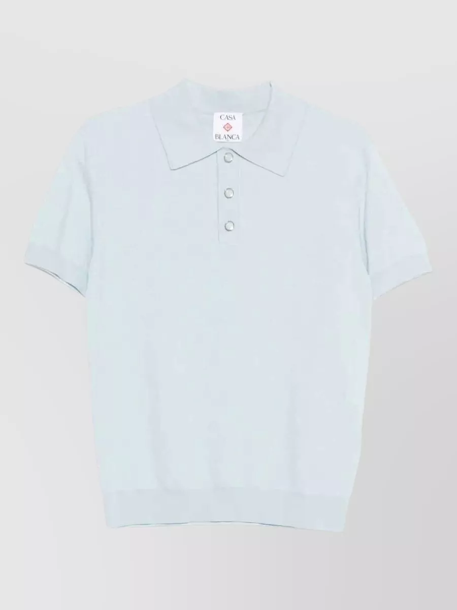Casablanca Pointelle knit short sleeve polo shirt