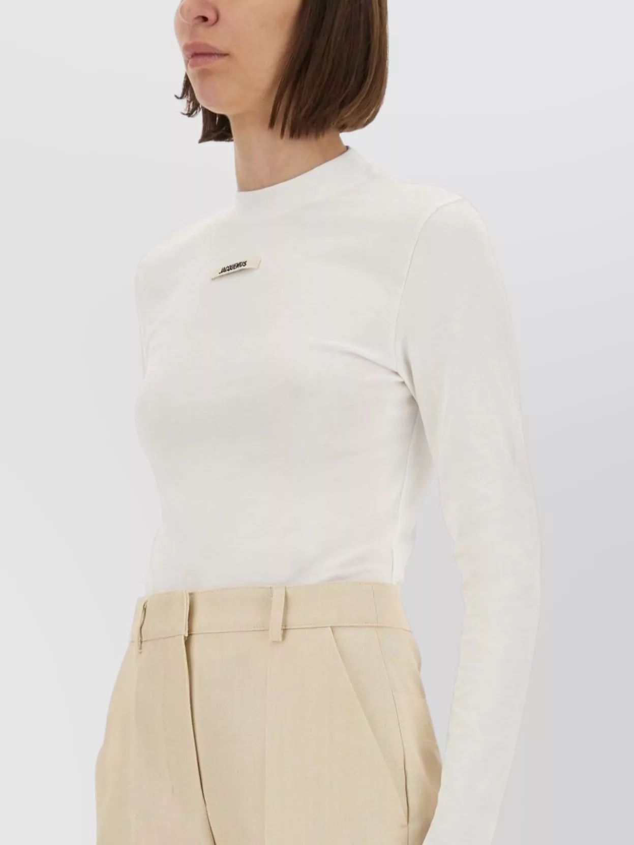 Jacquemus Slim Fit Long Sleeve Mock Neck Top