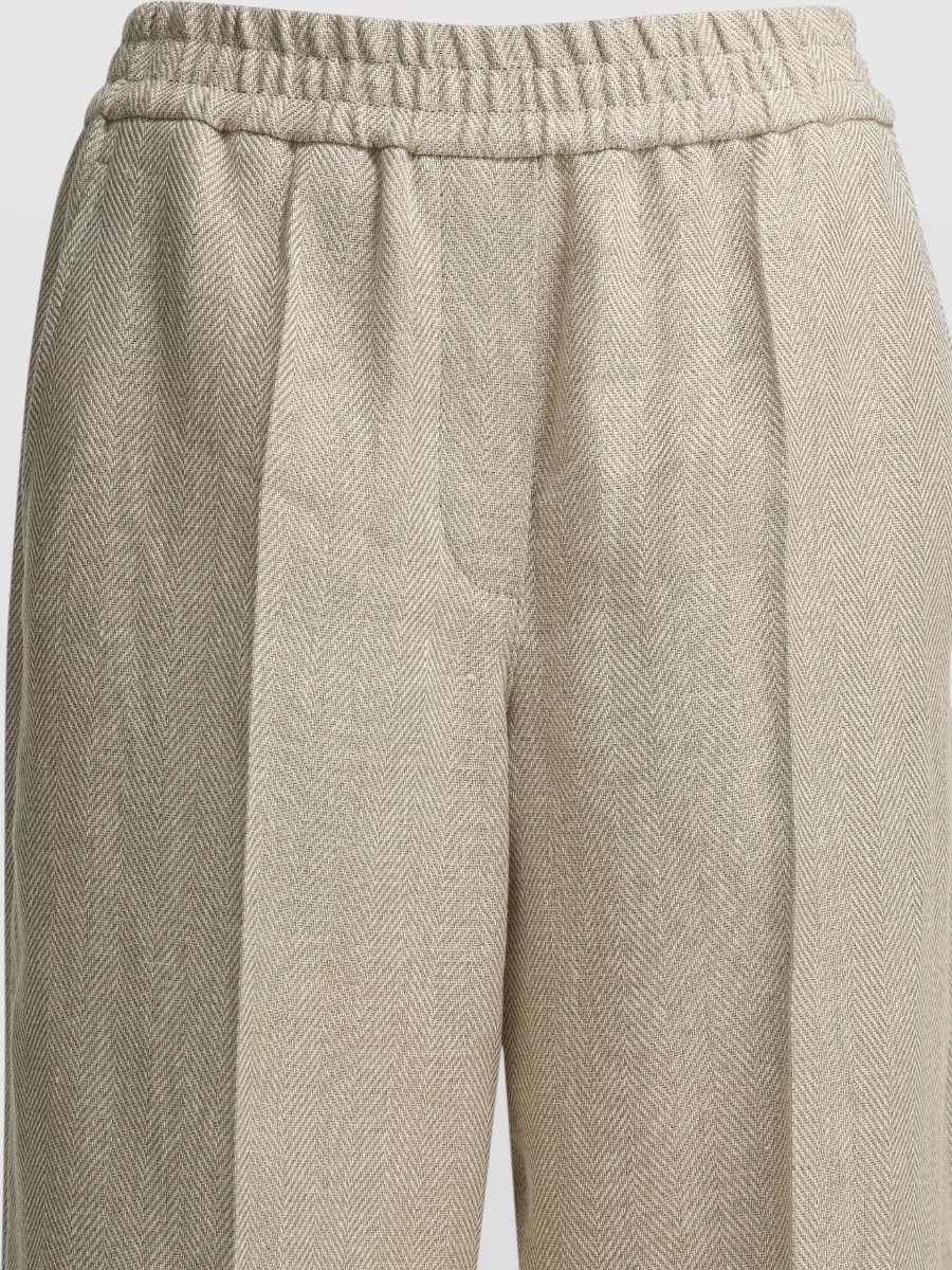 Brunello Cucinelli Wide Leg Herringbone Pants Back Pockets