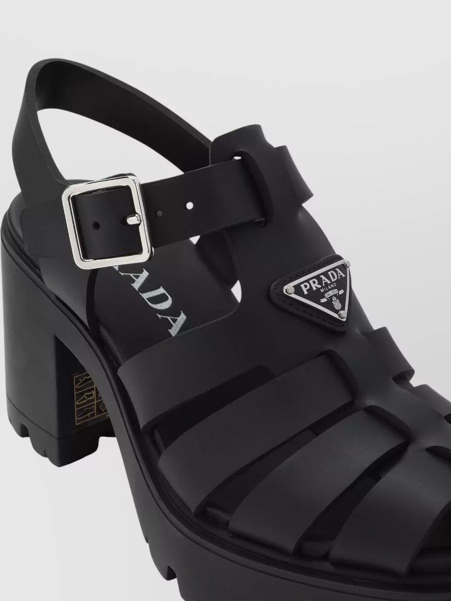 Prada Sandals Buckle Detail Chunky Sole Open Toe