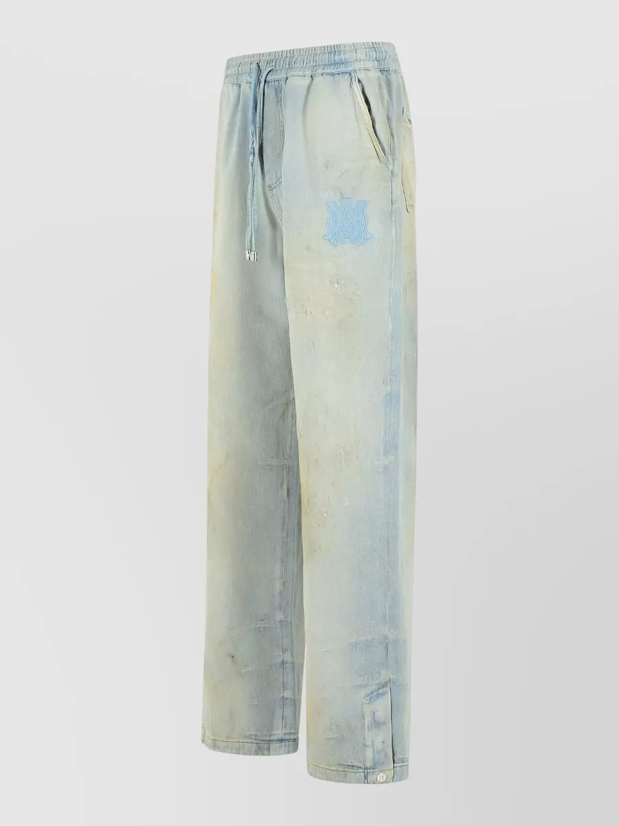 Amiri Cotton Jeans Wide Leg Elastic Waistband