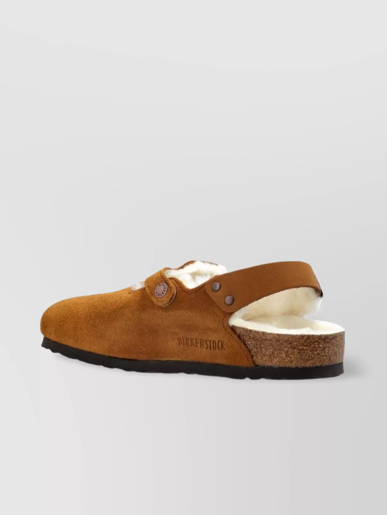 Birkenstock Round Toe Shearling Suede Slippers