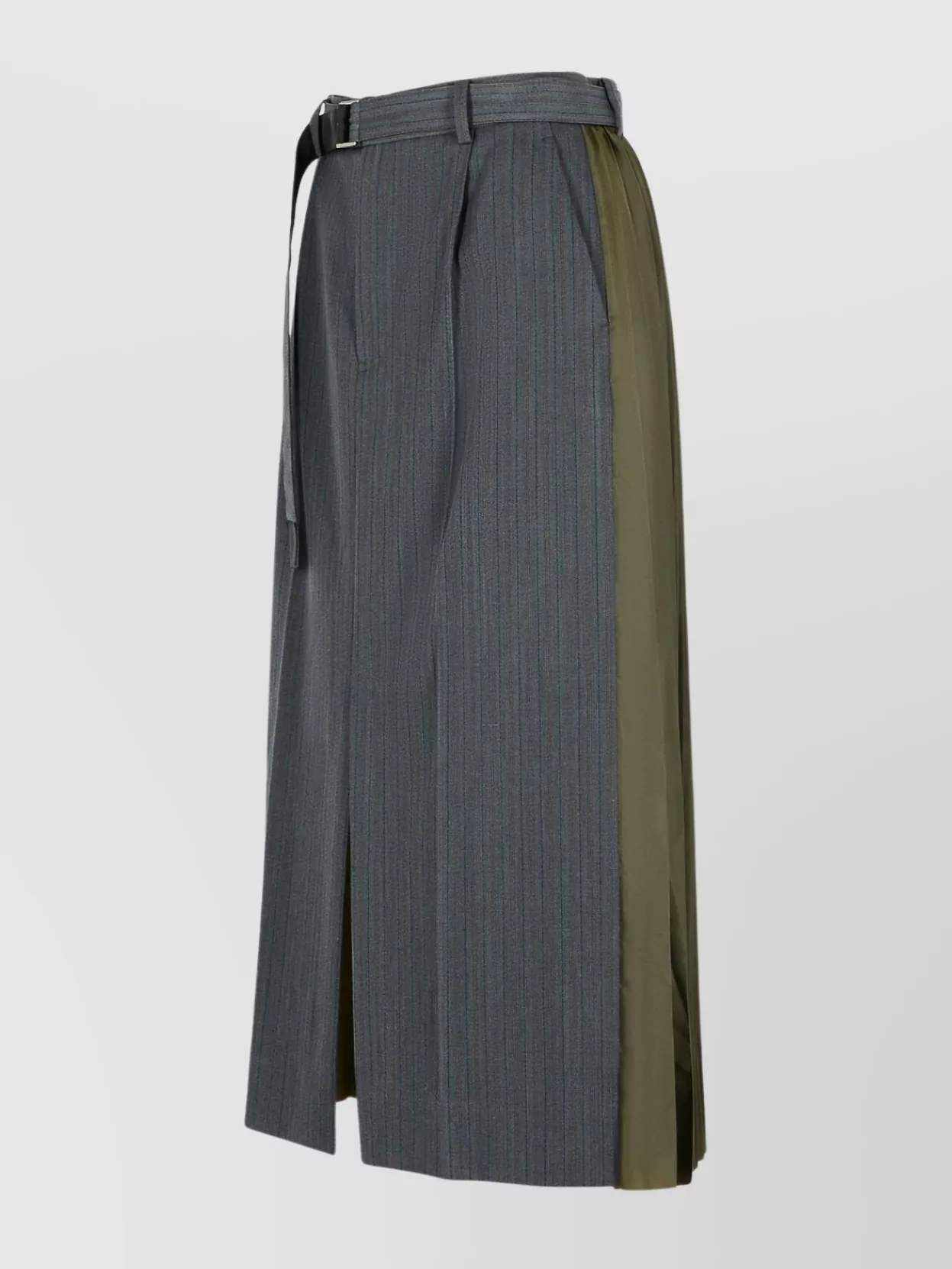 Sacai Pleated Skirt With Belt And Stripes