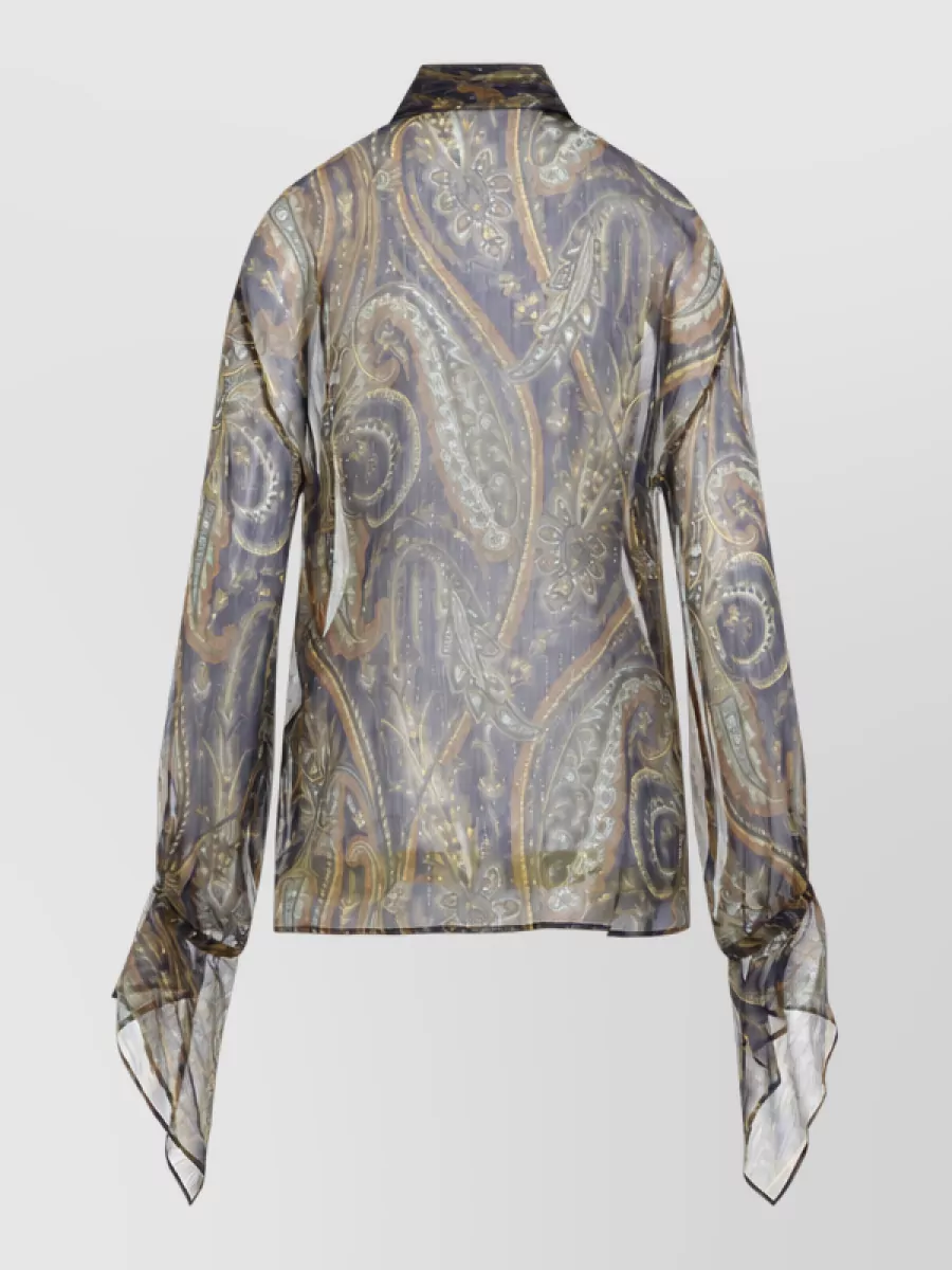 Etro Silk Paisley-Print Long-Sleeve Blouse