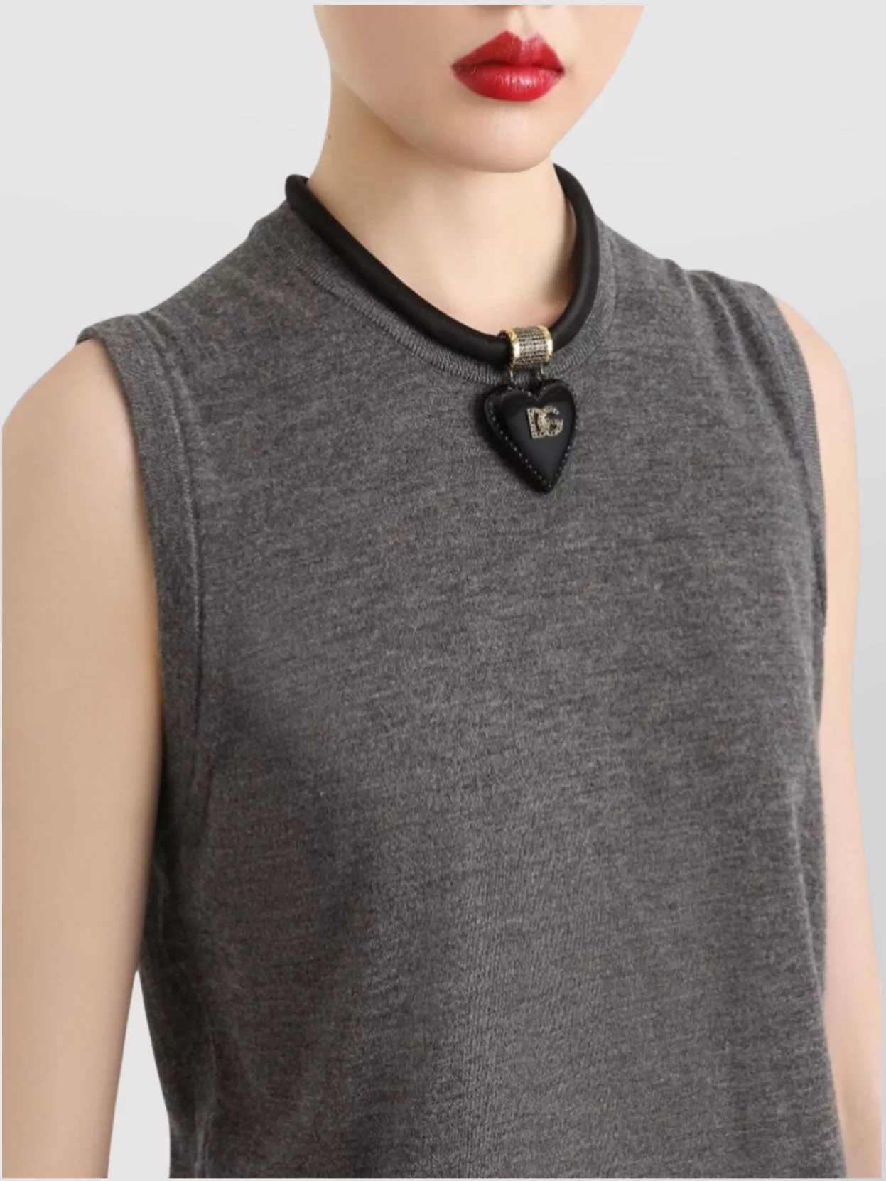 Dolce & Gabbana Cashmere Sleeveless Top Ribbed Hem In Gray