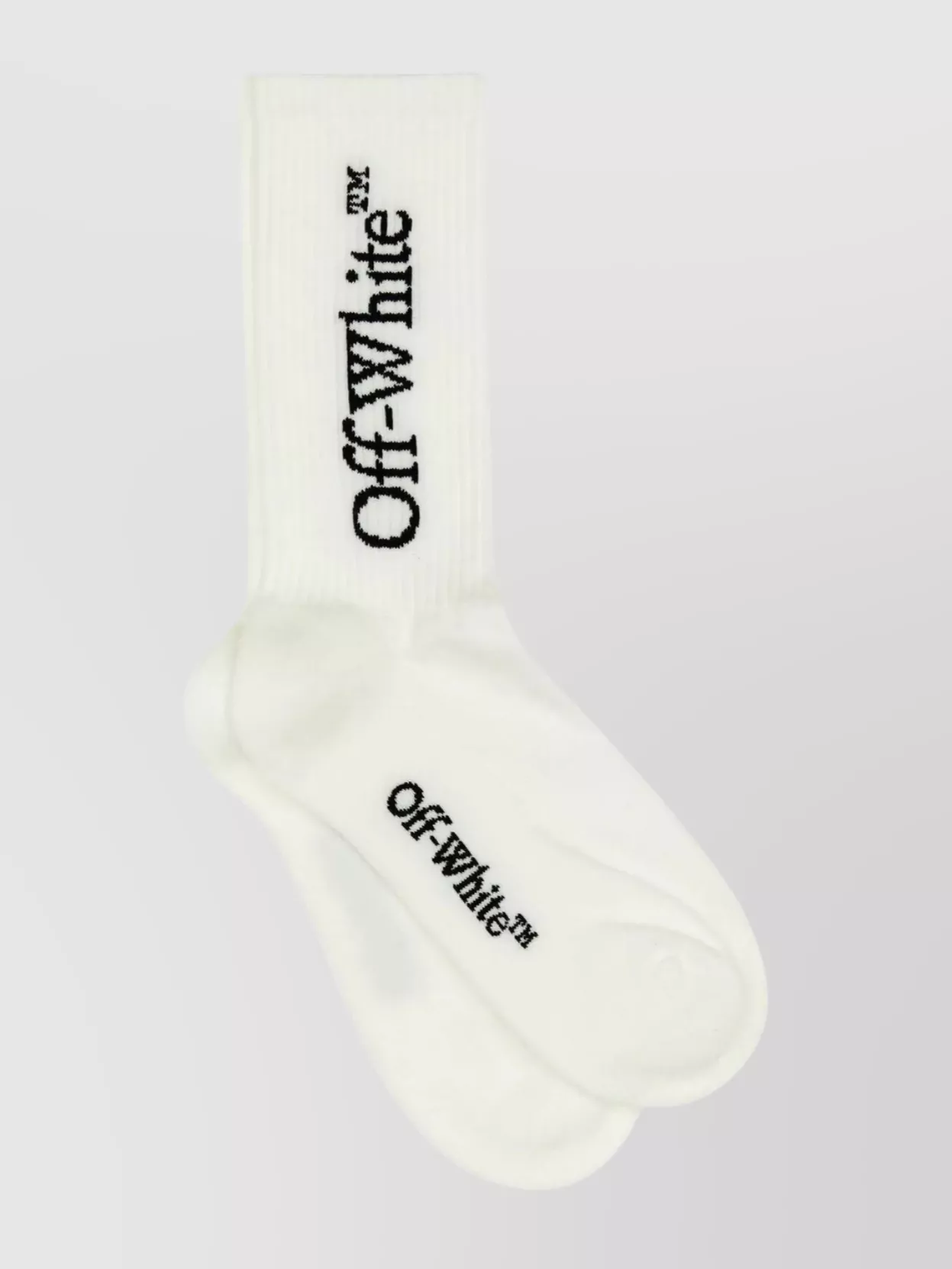 Shop Off-white Ribbed Cotton Blend Socks For A Comfortable Fit In Black