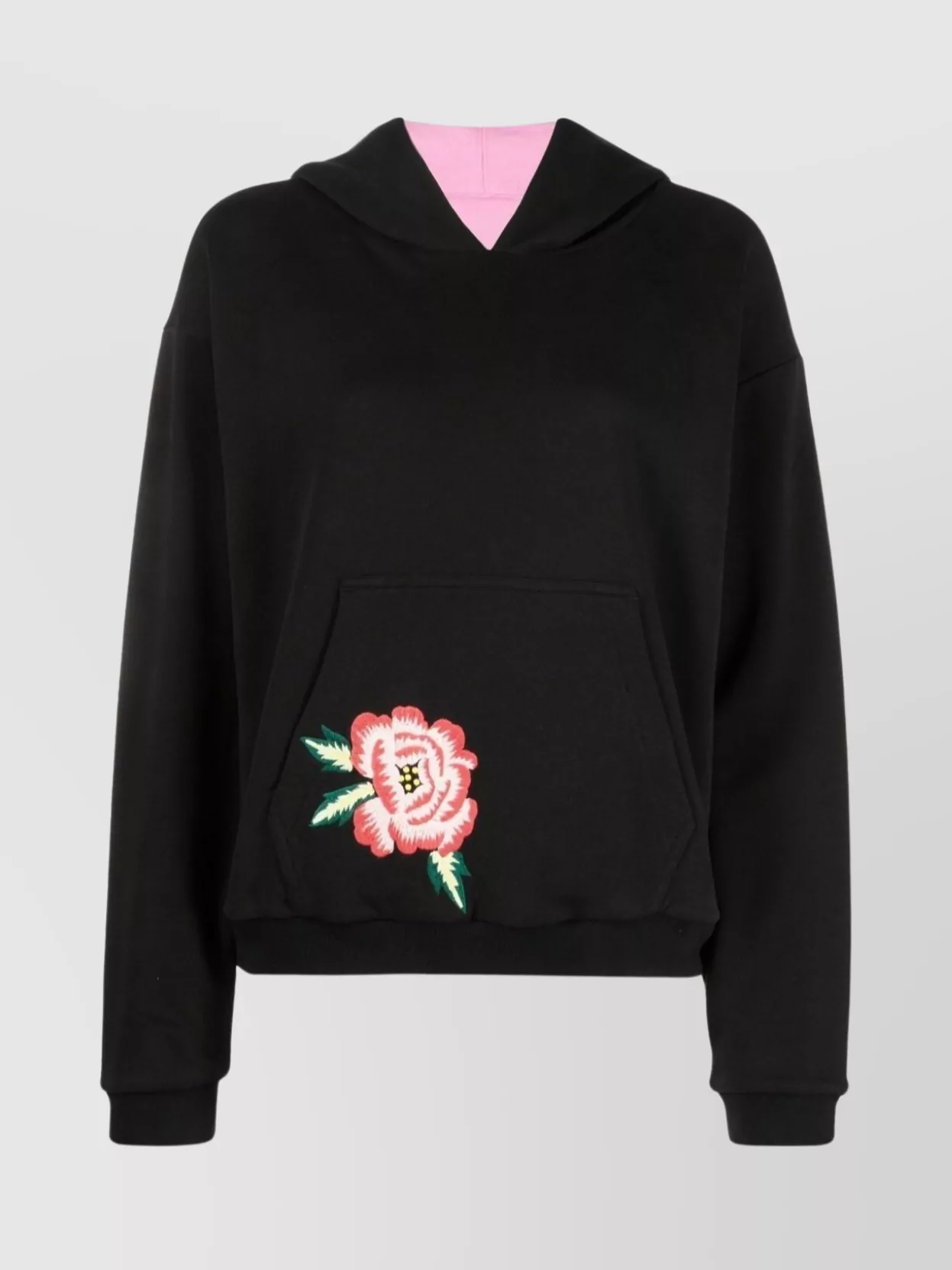 Shop Kenzo Floral Embroidered Drop Shoulder Knit In Black